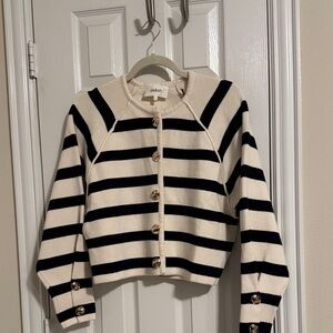 ba&sh Striped Cardigan - Black and Cream